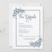 Modern Dusty Blue Floral Wedding Details Card Einladung (Vorderseite)