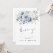Modern Dusty Blue Florals Vielen Dank Karte (Vorderseite/Rückseite Beispiel)