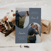 Modern Dusty Blue Foto Arch Wedding Save The Date