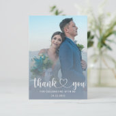 Modern Dusty Blue & Foto Vielen Dank für Ihre Hoch Dankeskarte (Stehend Vorderseite)