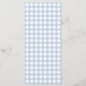 Modern Dusty Blue Gingham Boy Baptism Menükarte (Rückseite)