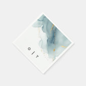 Modern Dusty Blue Gold Monogram Beach Wedding Serviette (Ecke)