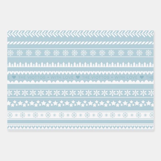 Modern Dusty Blue Green Pink Holiday Muster Name Geschenkpapier Set (Vorderseite 2)