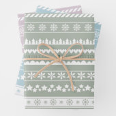 Modern Dusty Blue Green Pink Holiday Muster Name Geschenkpapier Set (Beispiel)