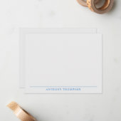 Modern Dusty Blue Line Stationery Mitteilungskarte (Vorderseite/Rückseite Beispiel)