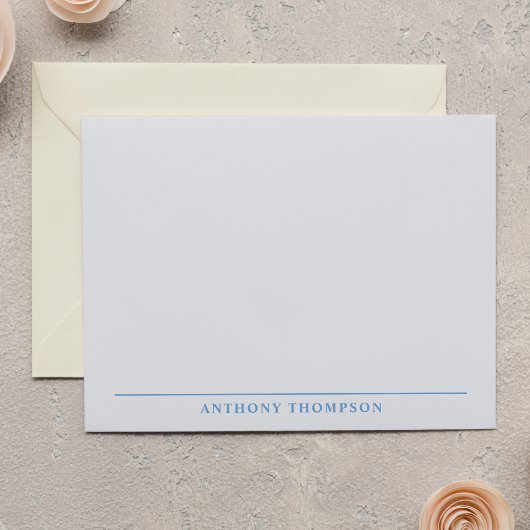Modern Dusty Blue Line Stationery Mitteilungskarte