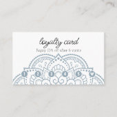 Modern Dusty Blue Mandala 6 Punch Loyalty Visitenkarte (Vorderseite)