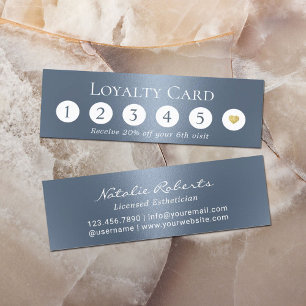 Modern Dusty Blue Metallic Beauty Salon Loyalität Treuekarte