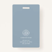 Modern Dusty Blue Minimalist Employee Photo Ausweis (Rückseite)
