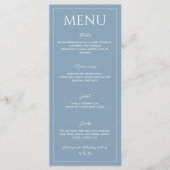 Modern dusty blue minimalist wedding menükarte (Vorderseite)