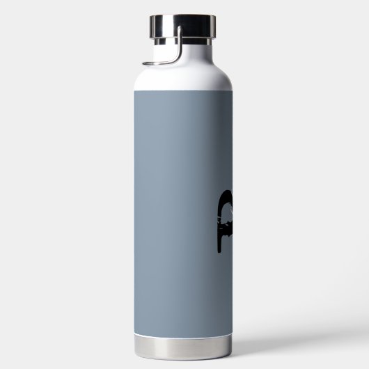 Modern Dusty Blue Monogram Script Name Trinkflasche (Rechts)