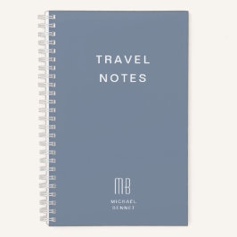 Modern Dusty Blue Monogram Travel Notizblock