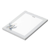 Modern Dusty Blue Navy Floral Bouquet Bridesmaid Notizblock (Rotiert)