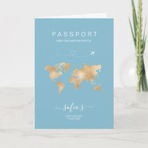 Modern Dusty Blue Passport World Map Kinderdusche
