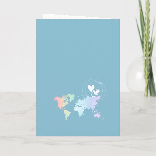 Modern Dusty Blue Passport World Map Kinderdusche Einladung (Rückseite)