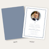 Modern Dusty Blue Photo Boy First Holy Communion Einladung