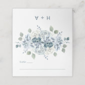 Modern Dusty Blue Platzkarte (Außenseite Aufgefaltet)