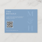 Modern Dusty Blue QR Code Wedding Online RSVP Card Begleitkarte (Vorderseite)