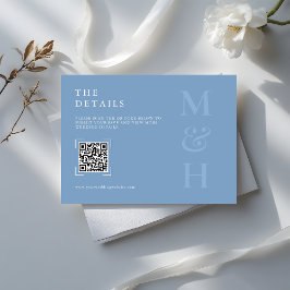 Modern Dusty Blue QR Code Wedding Online RSVP Card Begleitkarte