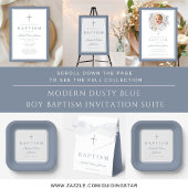 Modern Dusty Blue Religious Cross Baptism Pappteller