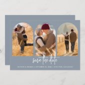 Modern Dusty Blue Save The Date (Vorne/Hinten)