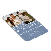 Modern Dusty Blue Save the Date 2 Foto Wedding Magnet (Rechte Seite)
