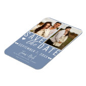 Modern Dusty Blue Save the Date 2 Foto Wedding Magnet (Linke Seite)