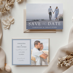 Modern Dusty Blue Save the Date Wedding Feiertagskarte