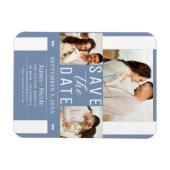 Modern Dusty Blue Save the Date Wedding Foto Magn Magnet (Horizontal)