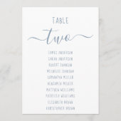 Modern Dusty Blue Script White Seating Chart Card (Rückseite)
