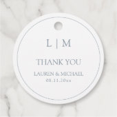 Modern Dusty Blue Simple Monogram Vielen Dank Geschenkanhänger (Rückseite)