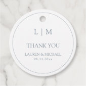 Modern Dusty Blue Simple Monogram Vielen Dank Geschenkanhänger (Vorderseite)