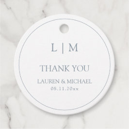 Modern Dusty Blue Simple Monogram Vielen Dank Geschenkanhänger