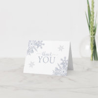Modern Dusty Blue Snowflake Winter Dankeschön Kart