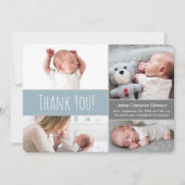 Modern Dusty Blue Soft Grau Begrüßung Zuhause Baby Dankeskarte (Vorderseite)