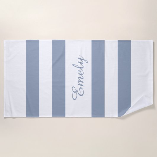 Modern Dusty Blue Striping Strandtuch (Vorderseite)