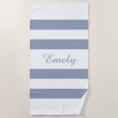 Modern Dusty Blue Striping Strandtuch (Vorderseite)