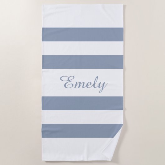 Modern Dusty Blue Striping Strandtuch (Vorderseite)