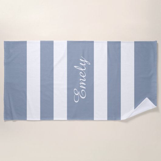 Modern Dusty Blue Striping Strandtuch (Vorderseite)