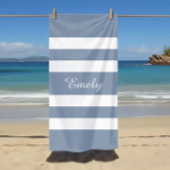 Modern Dusty Blue Striping Strandtuch