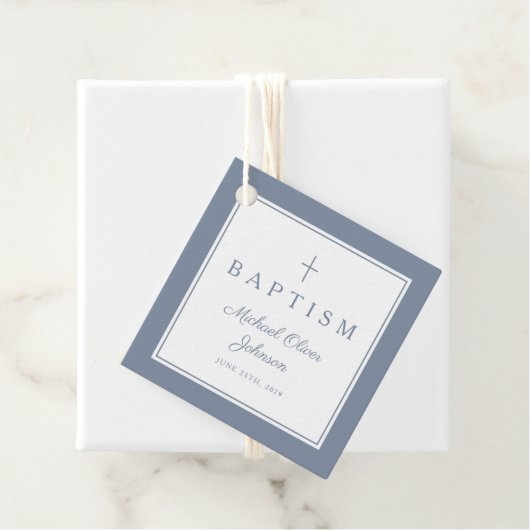 Modern Dusty Blue Thank You Baptism Geschenkanhänger (Beispiel)