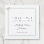 Modern Dusty Blue Thank You Boy First Communion Geschenkanhänger (Vorderseite)