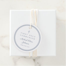 Modern Dusty Blue Thank You Boy First Communion Geschenkanhänger