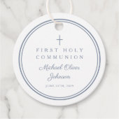 Modern Dusty Blue Thank You Boy First Communion Geschenkanhänger (Vorderseite)