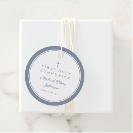 Modern Dusty Blue Thank You Boy First Communion Geschenkanhänger
