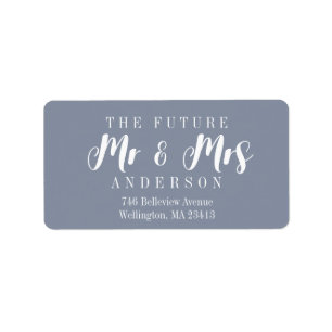 Modern Dusty Blue The Future Mr. und Mrs. Script Adressaufkleber