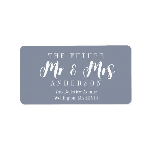 Modern Dusty Blue The Future Mr. und Mrs. Script Adressaufkleber (Vorne)
