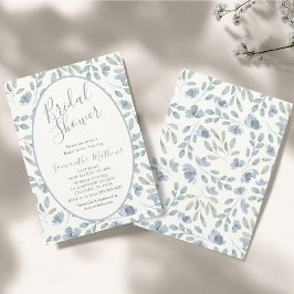 Modern Dusty Blue Watercolor Bridal Shower Einladung