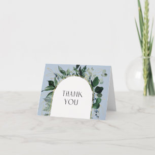 Modern Dusty Blue Watercolor Grüne Botanische Land Dankeskarte