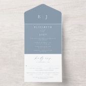 Modern Dusty Blue Wedding All In One Einladung (Innen Boden)